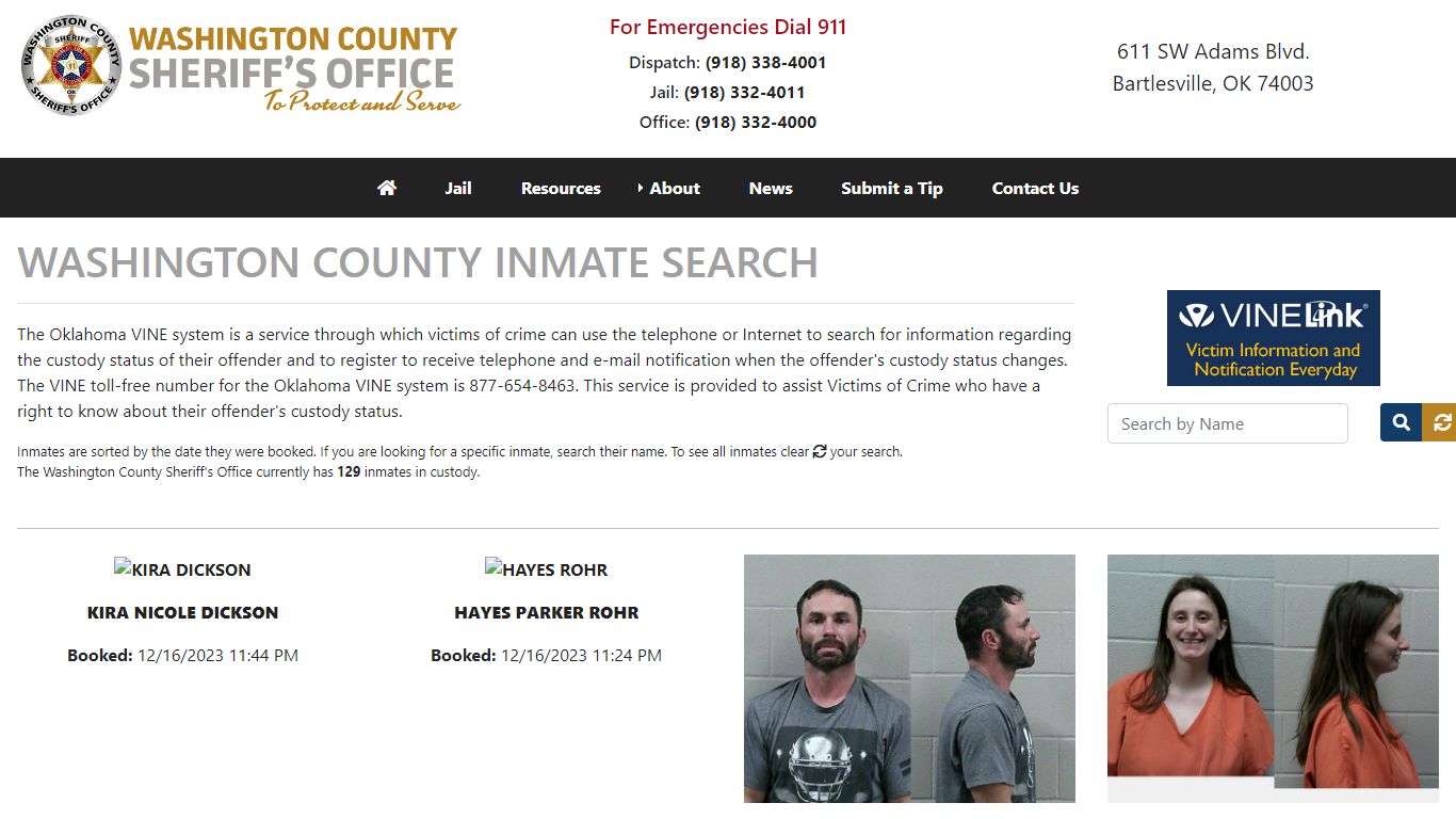 Inmate Search - Washington County Sheriff's Office